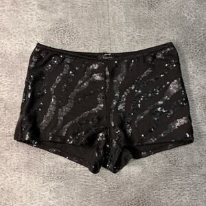 Vintage Janice Black Zebra Sequin Mini Shorts